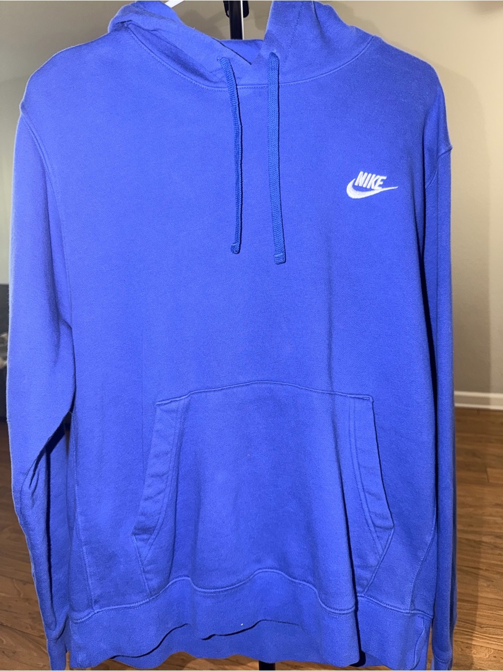 Nike Men’s Blue Crewneck Hoodie with White Swoosh - Picture 5 of 7
